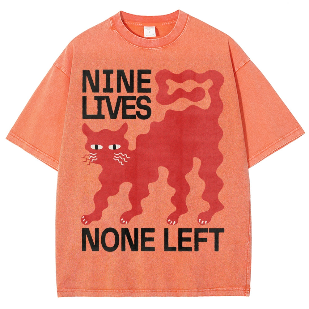 Unisex Cat Printed Washed Tee