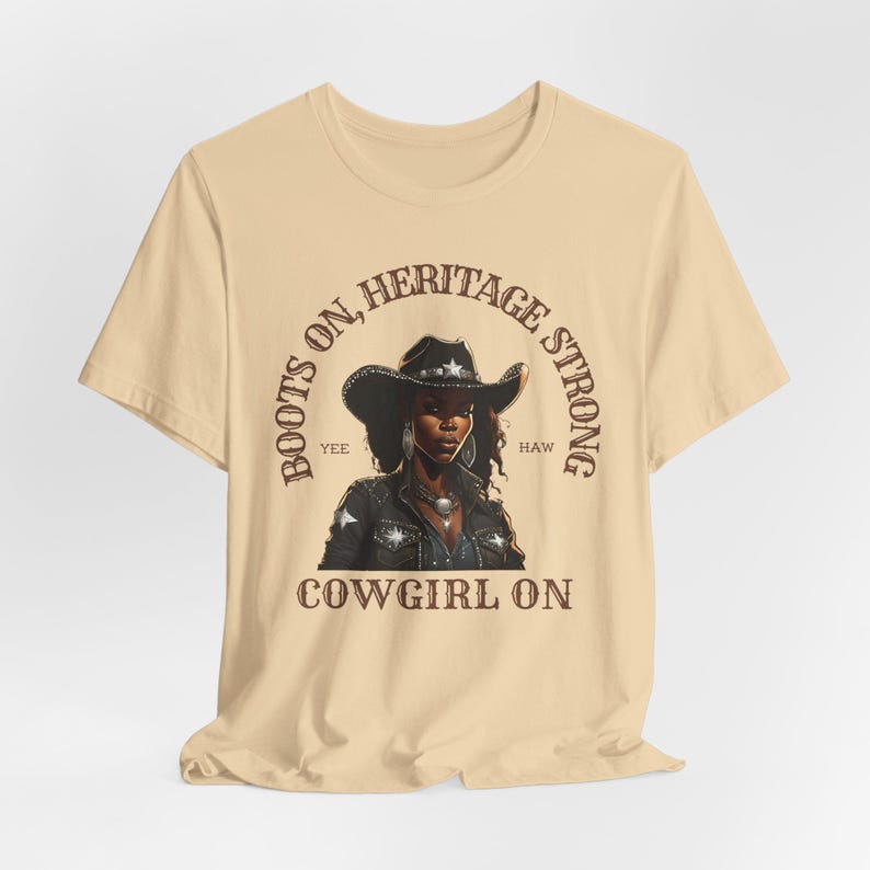 Boots On,Heritage Strong,Crowgirl On Crew Neck Short Sleeve Cotton T-shirt