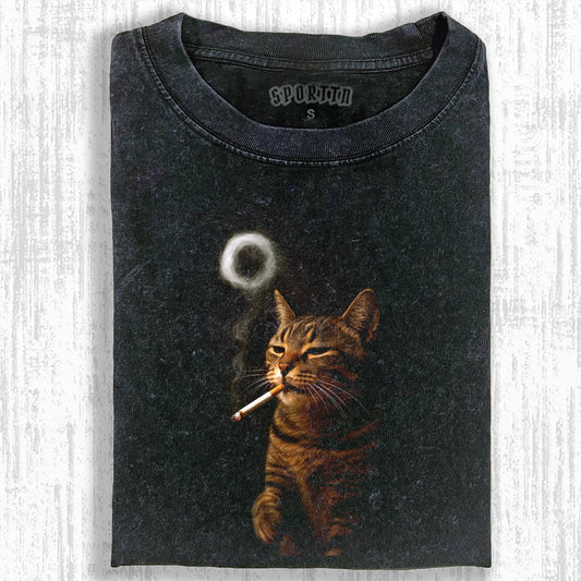SMOKING CAT MEME T-SHIRT