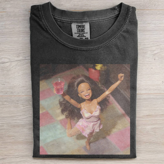 BLACK DOLL FACE PARTY MOOD POV TEE