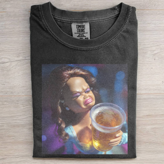 BLACK DOLL FACE PARTY MOOD POV TEE