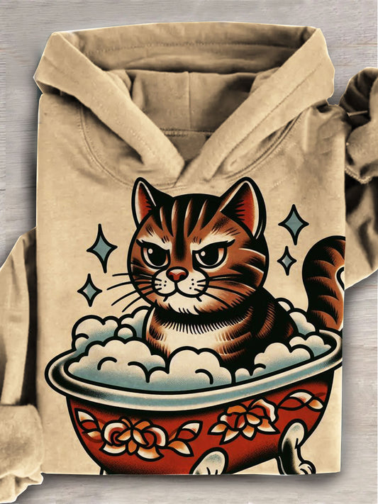 Cat Print Casual Sweatshirt