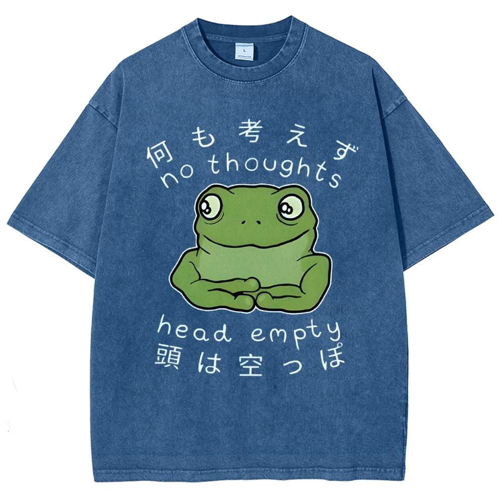 Unisex Frog Printed Washed Tee