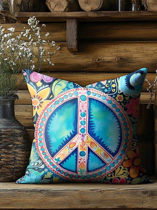 Colorful Peace Sign Print Casual Pillow