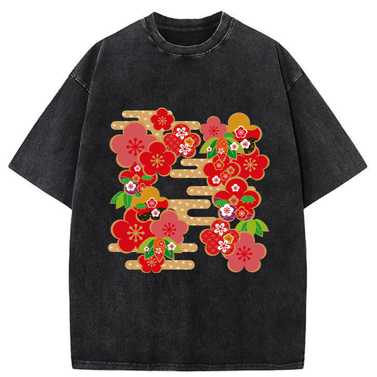 Tokyo-Tiger Japanese Sakura Washed T-Shirt