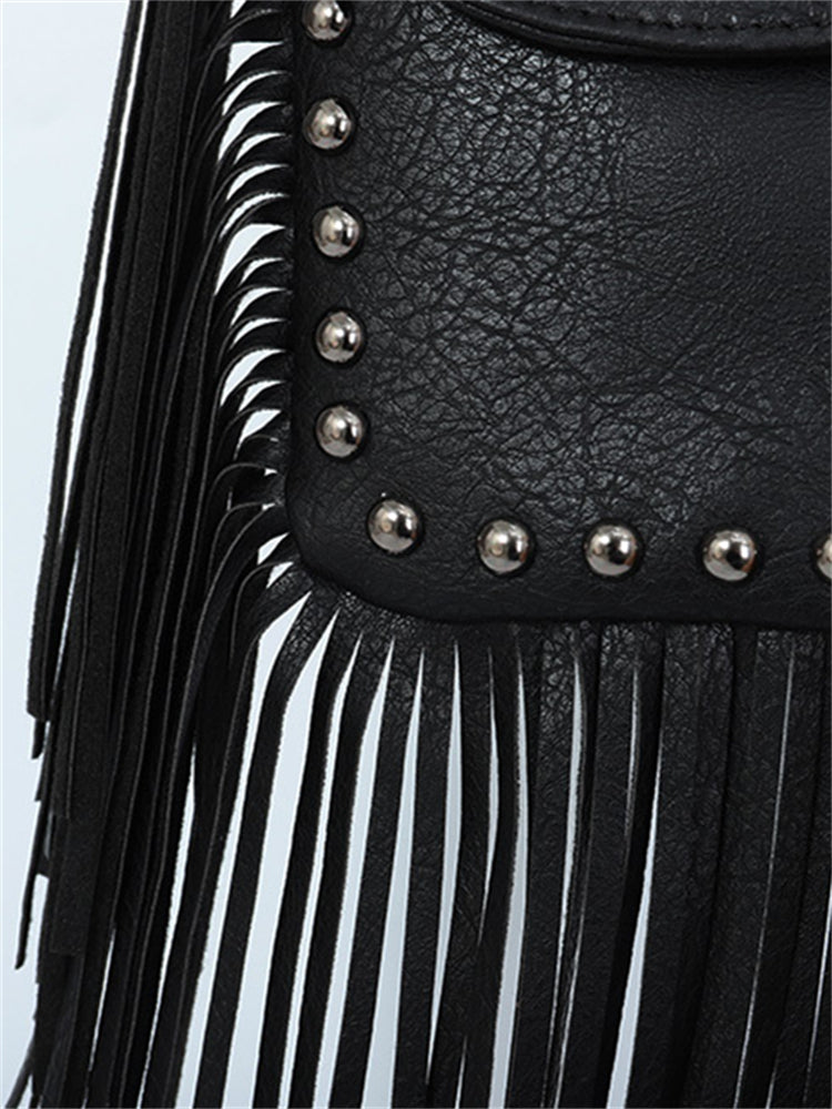 Vintage Studded Tassels Crossbody Bag