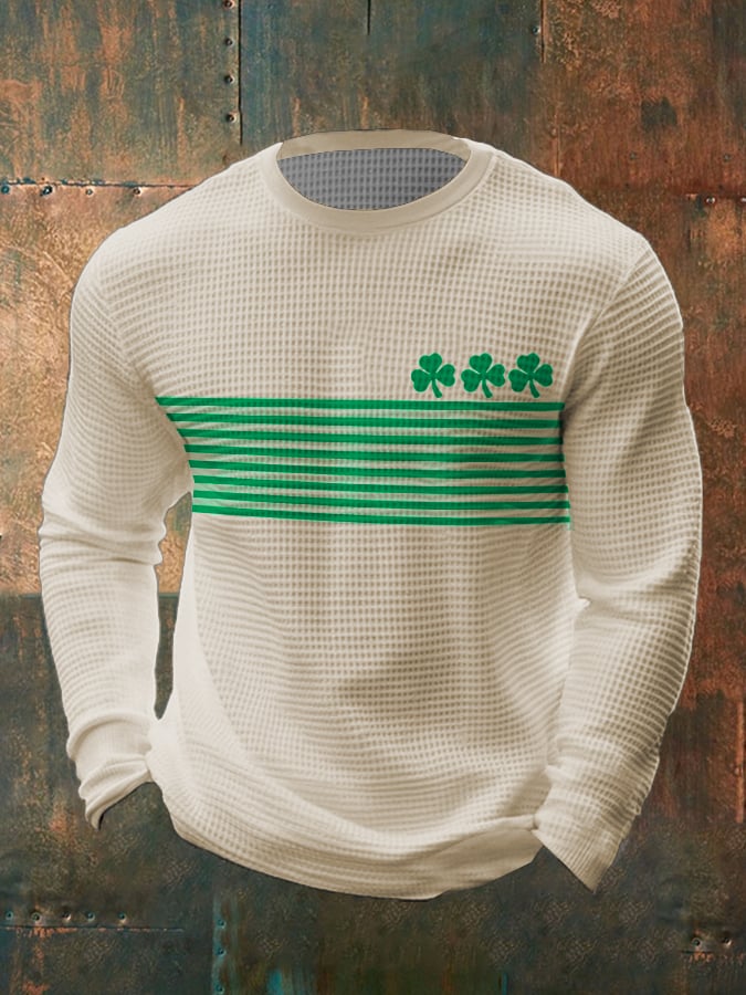 Men's St. Patrick's Day Stripe Contrast Waffle T-shirt