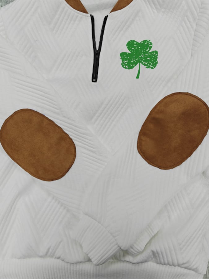 Men's St. Patrick's clover jacquard zip-up sweatshirt