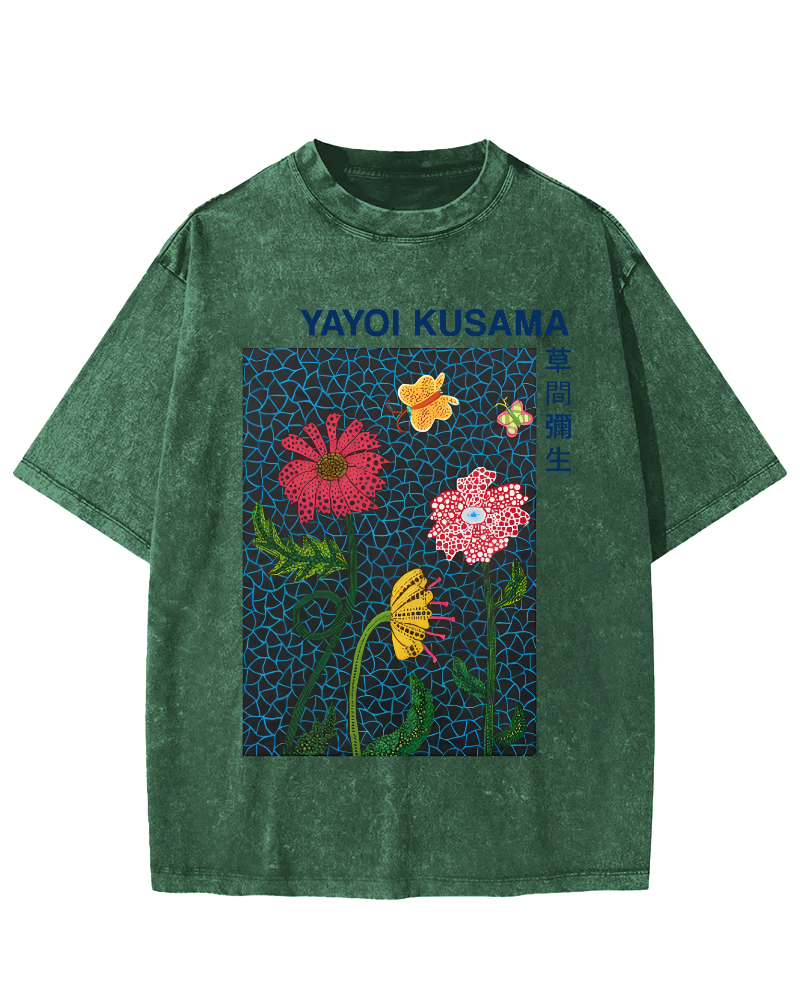Yayoi Kusama Flower Art Vintage Washed T-shirt