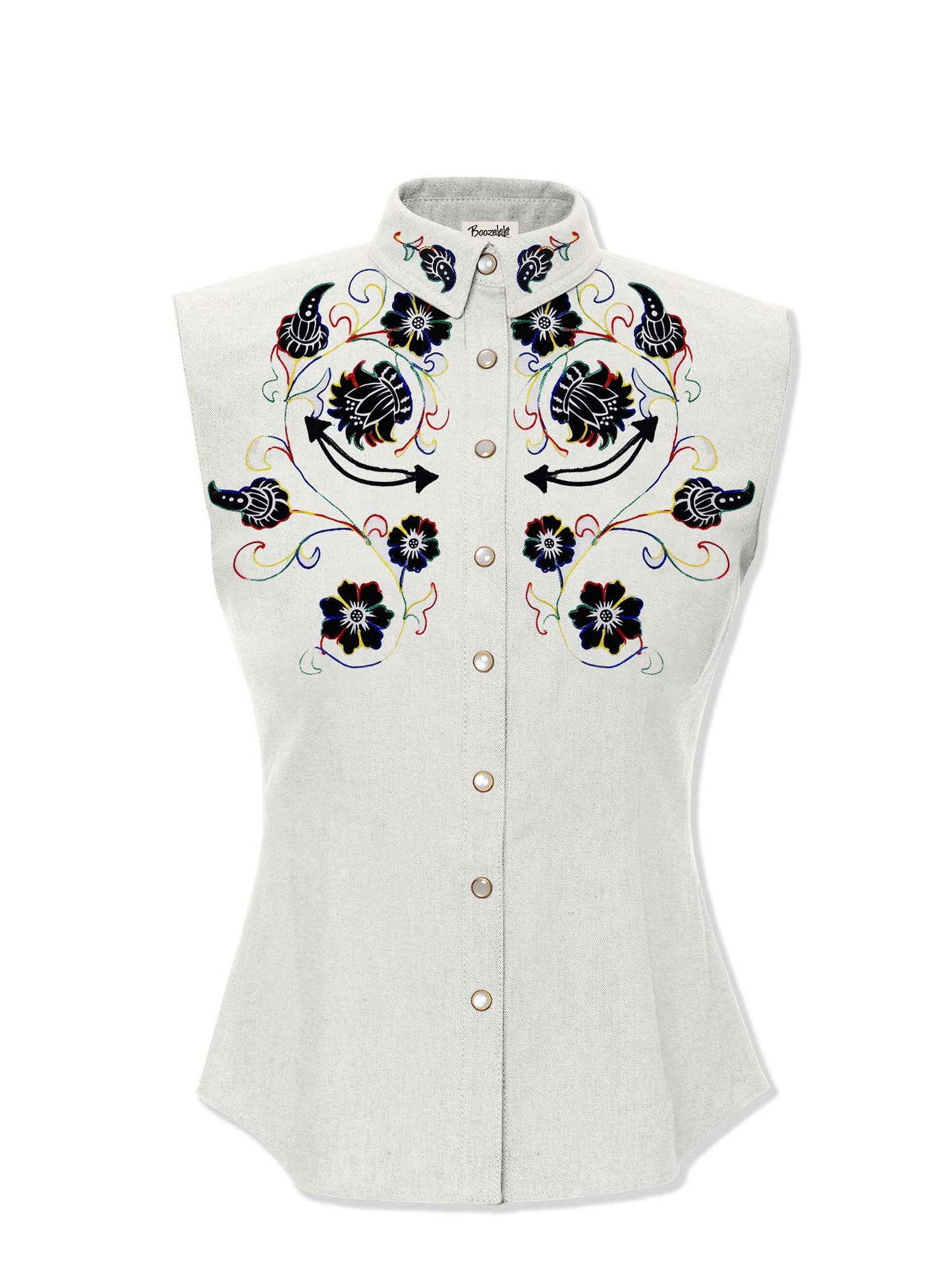 Vintage Flower - 100% Cotton Sleeveless Shirt