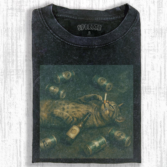 WACKY HANGOVER CAT T-SHIRT