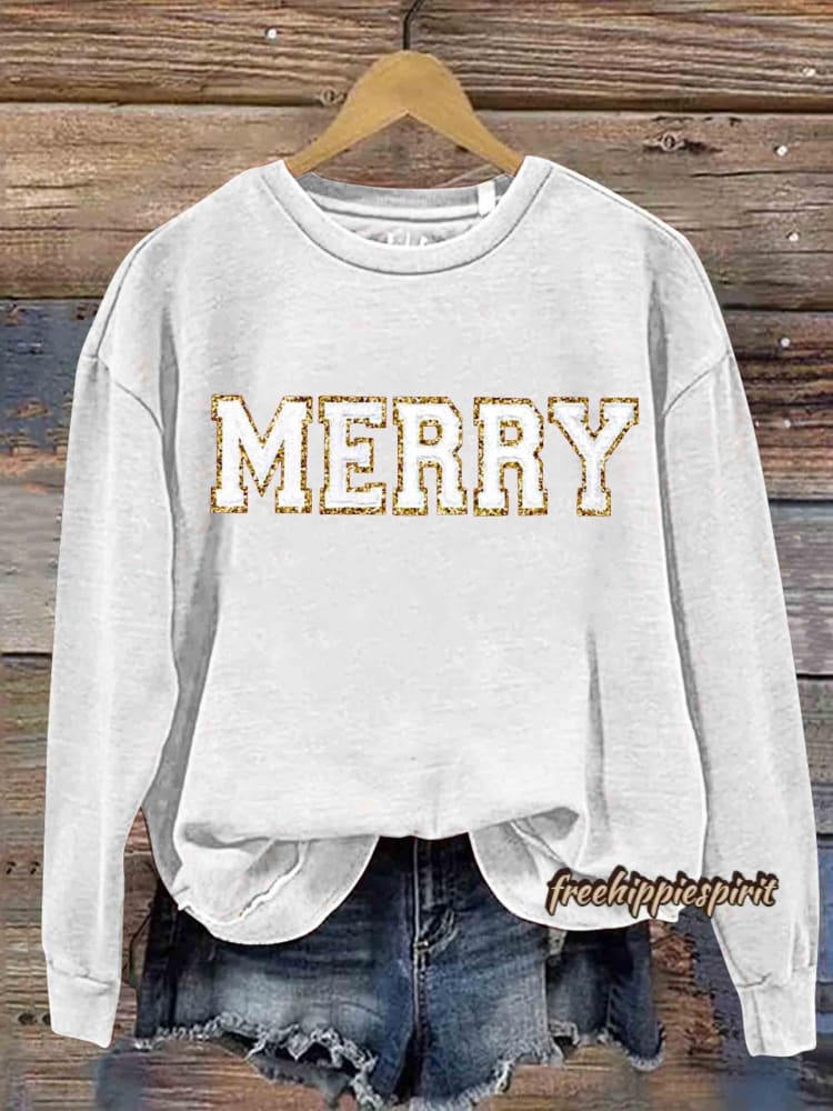 Merry Christmas Print Casual Sweatshirt