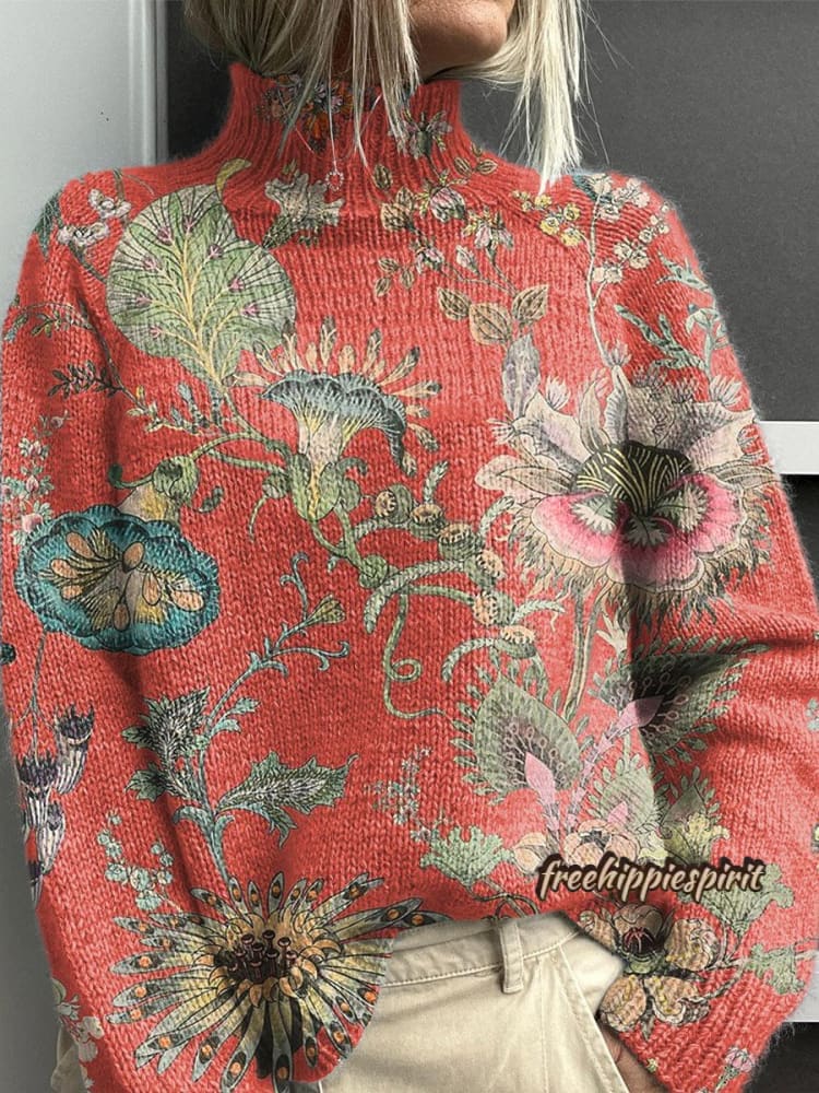 Vintage Floral Casual Print Sweatshirt