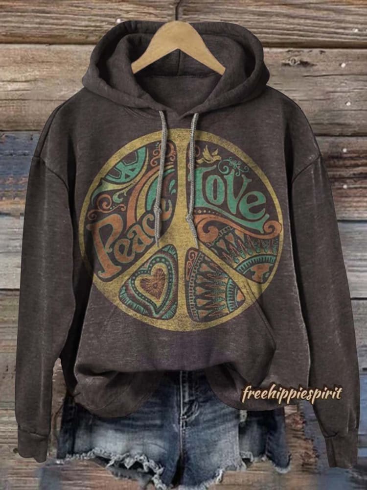 Women's Hippie Art Print Casual Pullover Sweater