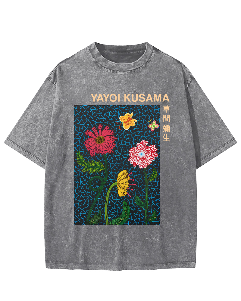 Yayoi Kusama Flower Art Vintage Washed T-shirt