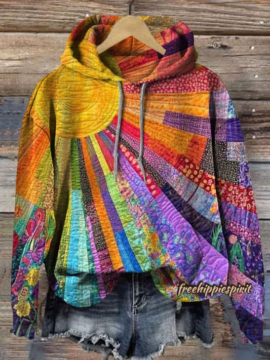 Colorful Sun Collage Art Print Casual Hoodie