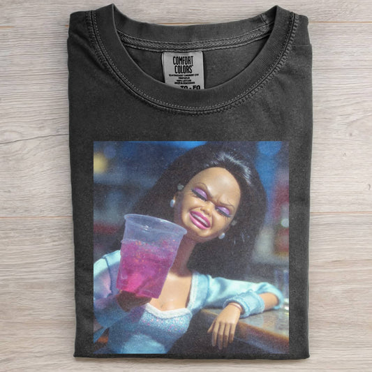 BLACK DOLL FACE PARTY MOOD POV TEE