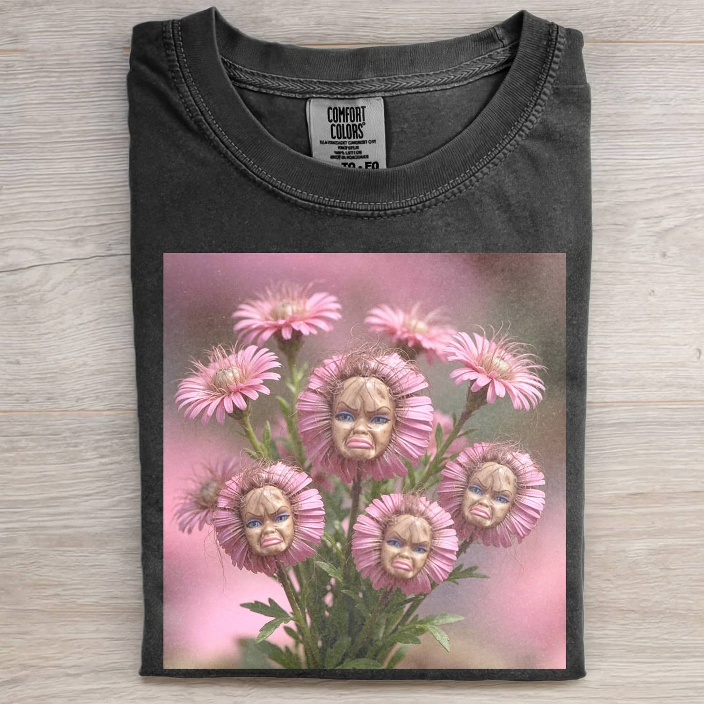DISGUSTED DOLL FLORAL GIRL FUNNY MEME TEE