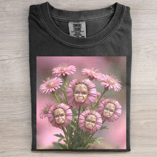 DISGUSTED DOLL FLORAL GIRL FUNNY MEME TEE
