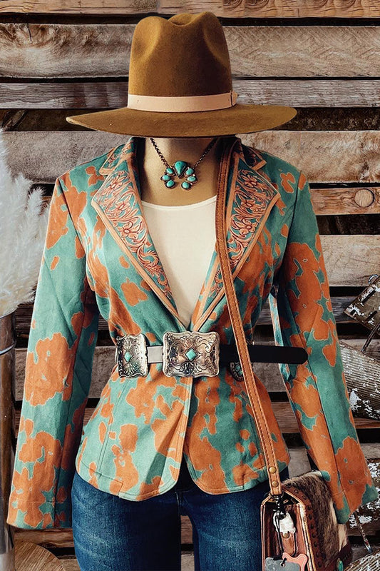 Vintage Western Cow Print Blazer