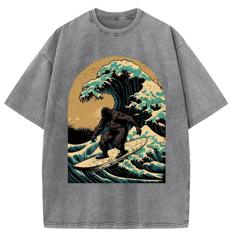 Bigfoot Surfing Washed T-Shirt
