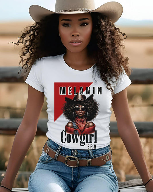 Melanin Cowgirl Era Crew Neck Short Sleeve Cotton T-shirt