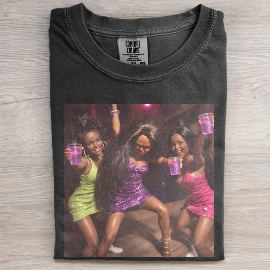 BLACK GIRL DOLL PARTY DANCE FACE MEME RETRO TEE