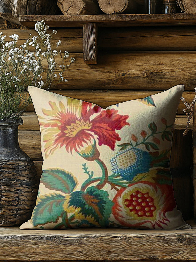 Retro Gorgeous Flower Print Casual Pillow