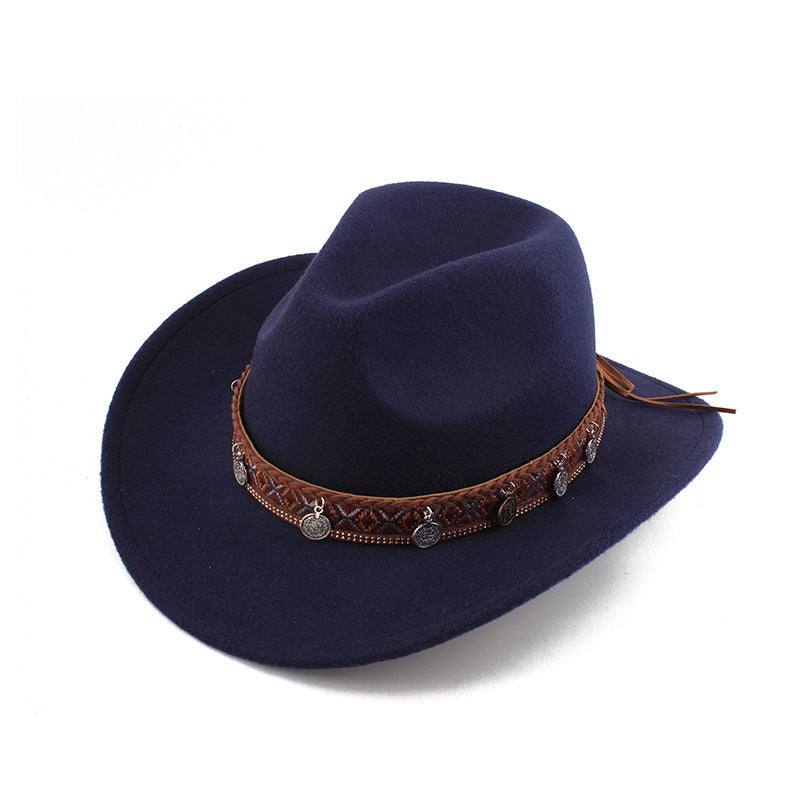 Metal Braided Rope Decoration Casual Western Cowboy Hat