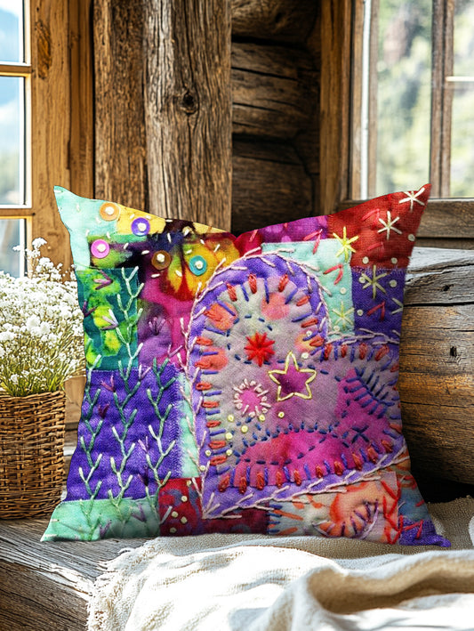 Vintage Love Patchwork Art Print Casual Pillow