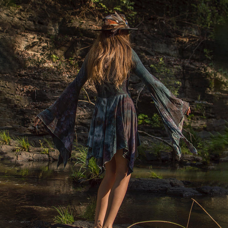 Vintage Viking Totem Tie-Dye Print Dress