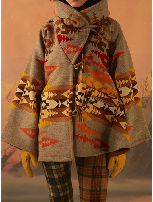 Women's Winter Coat Aztec Print Casual Coat