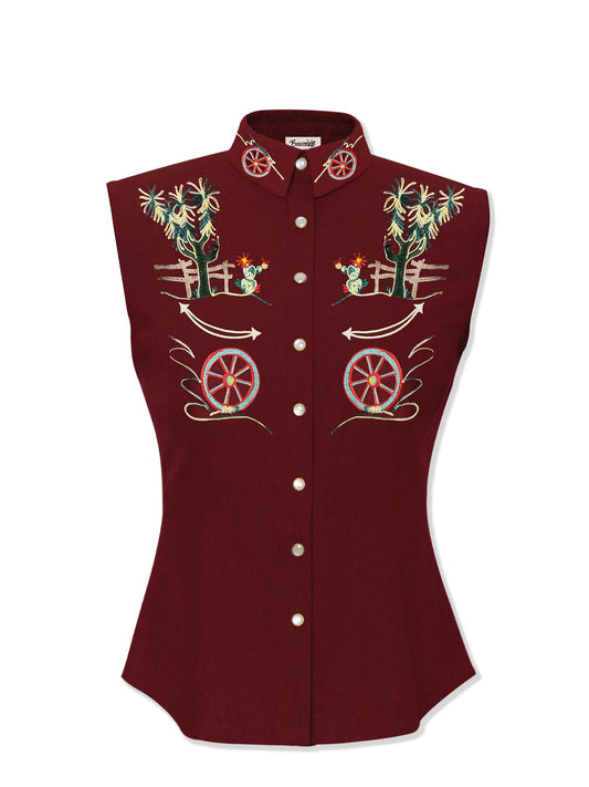 Western Vintage Cactus - 100% Cotton Sleeveless Shirt