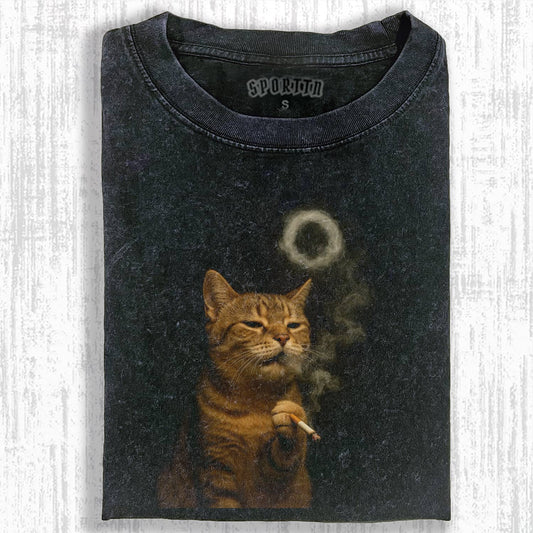 SMOKING CAT MEME T-SHIRT