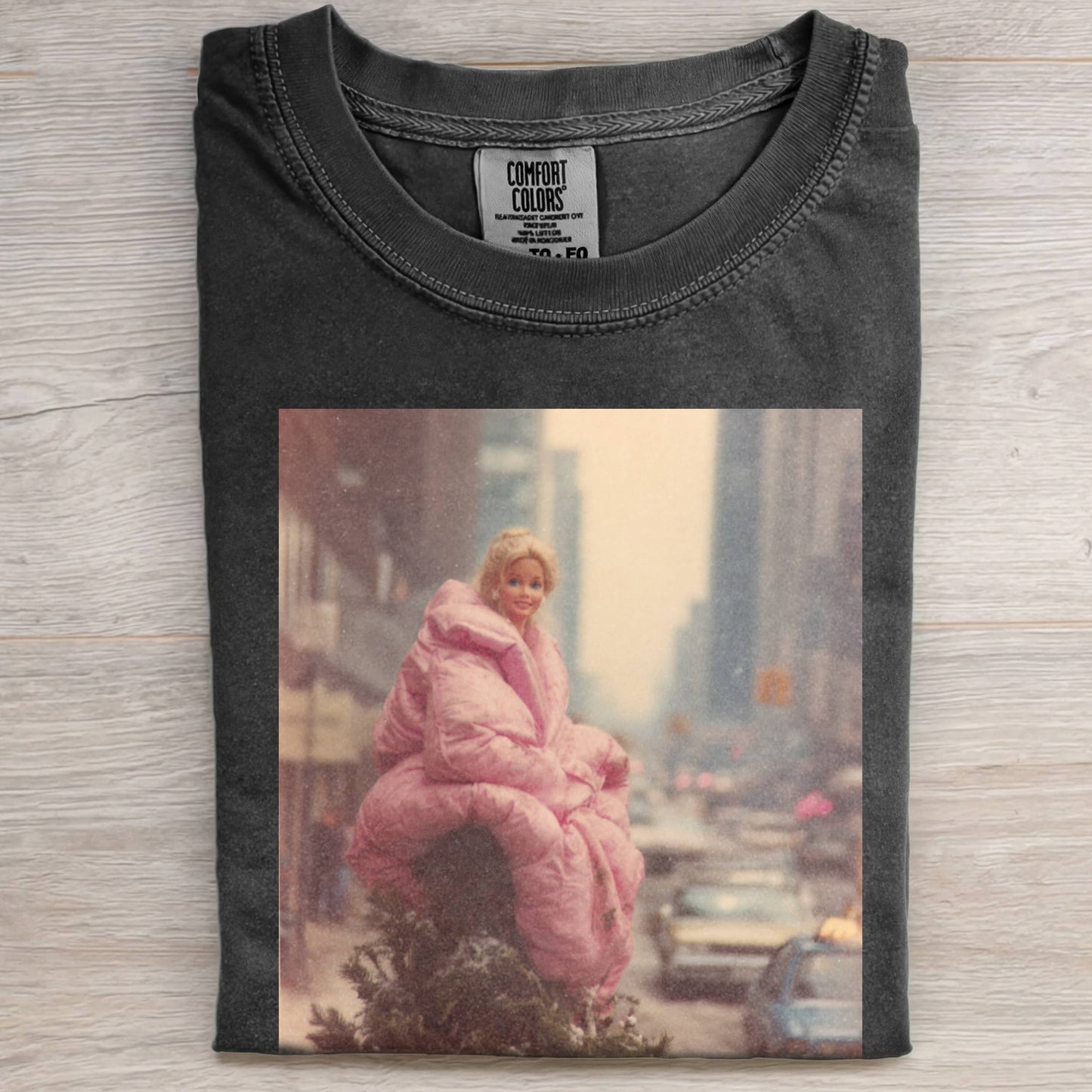 RETRO PINK DOWN JACKET BARBIECORE TEE