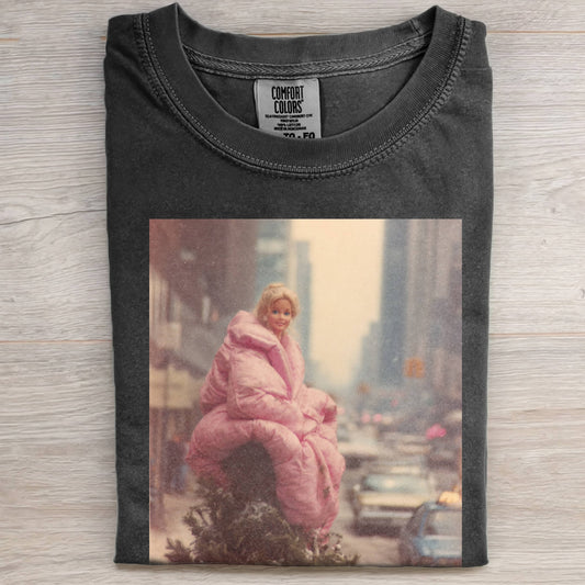 RETRO PINK DOWN JACKET BARBIECORE TEE