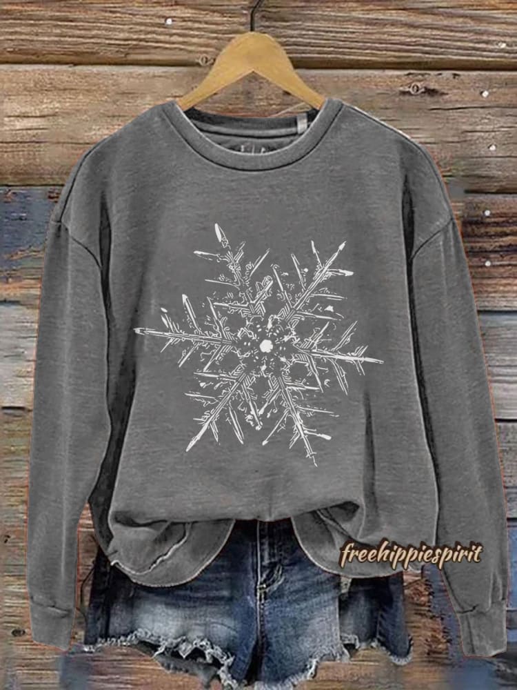 Snowflake Winter Christmas Print Casual Sweatshirt