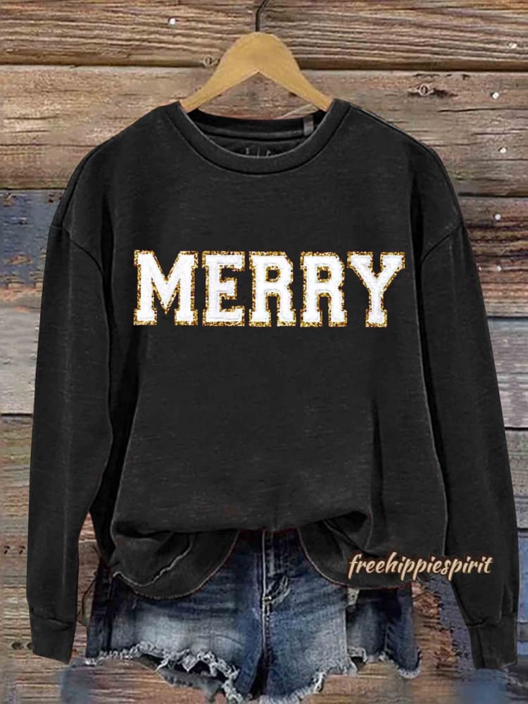 Merry Christmas Print Casual Sweatshirt