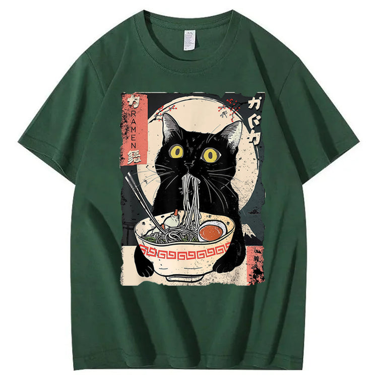 Ramen Cat Japanese Art 100% Cotton T-Shirt