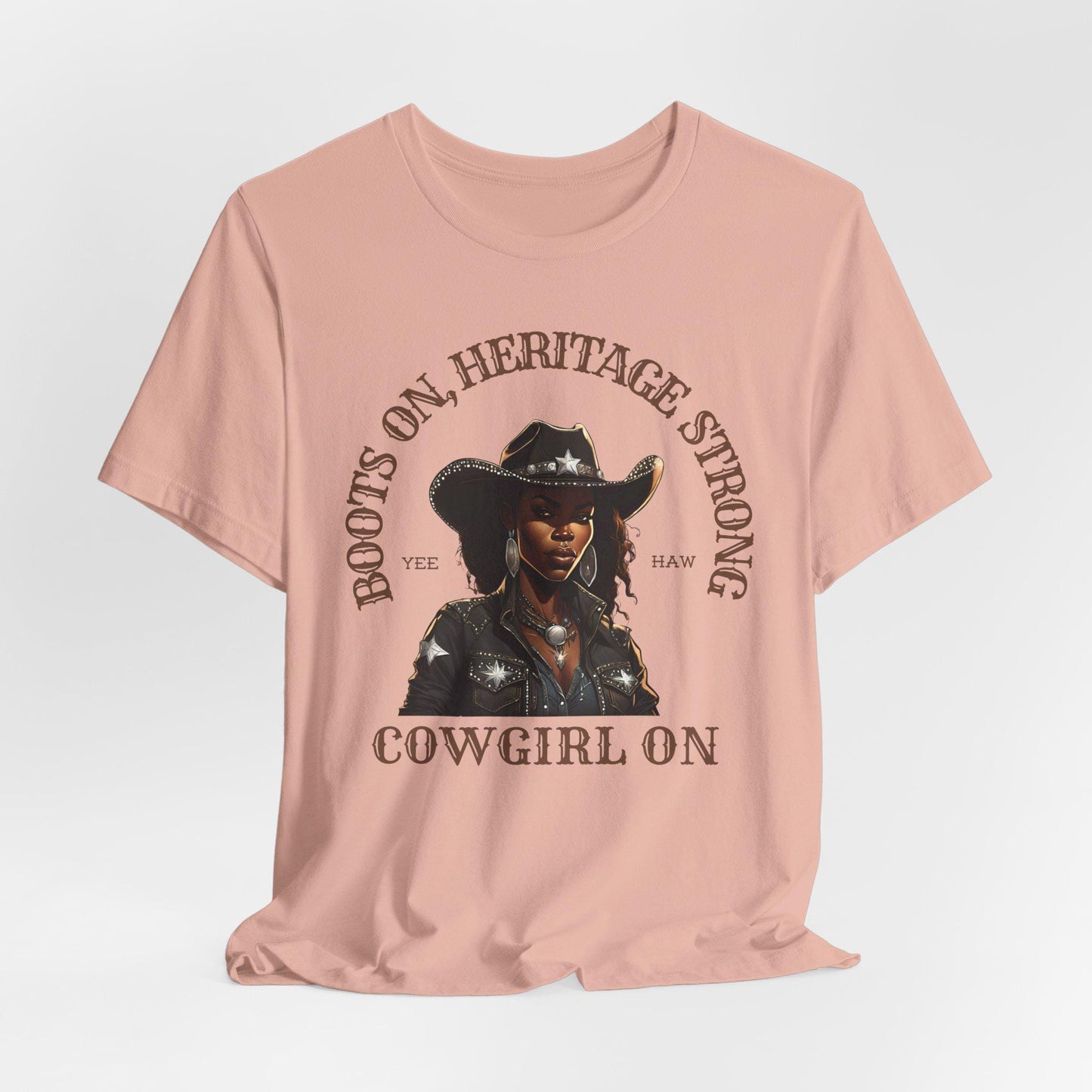 Boots On,Heritage Strong,Crowgirl On Crew Neck Short Sleeve Cotton T-shirt