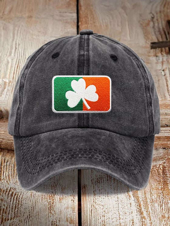 Unisex Distressed Washed Cotton "St. Patrick's Day" Printed Hat