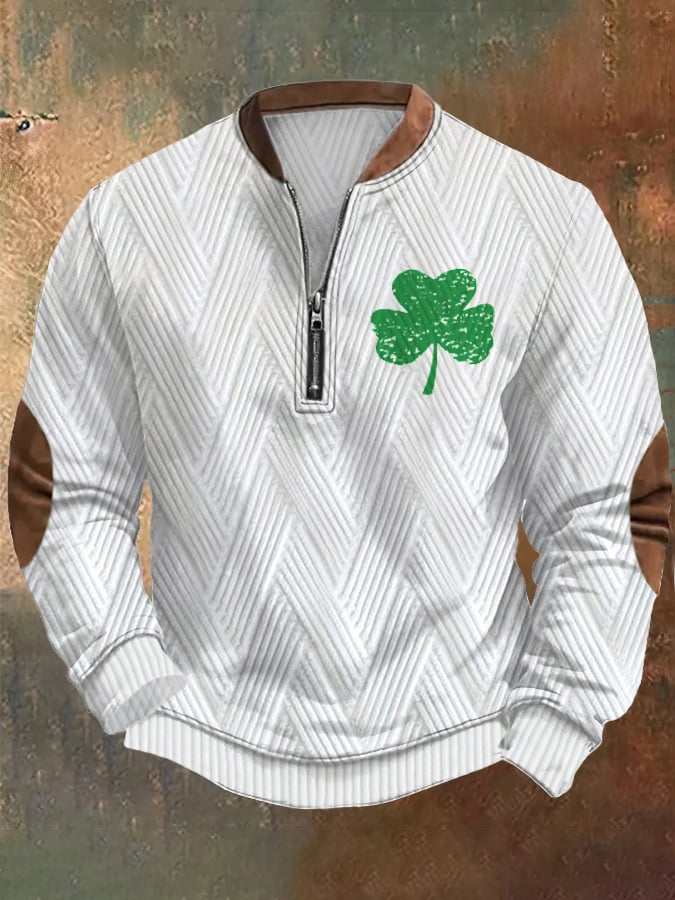 Men's St. Patrick's clover jacquard zip-up sweatshirt