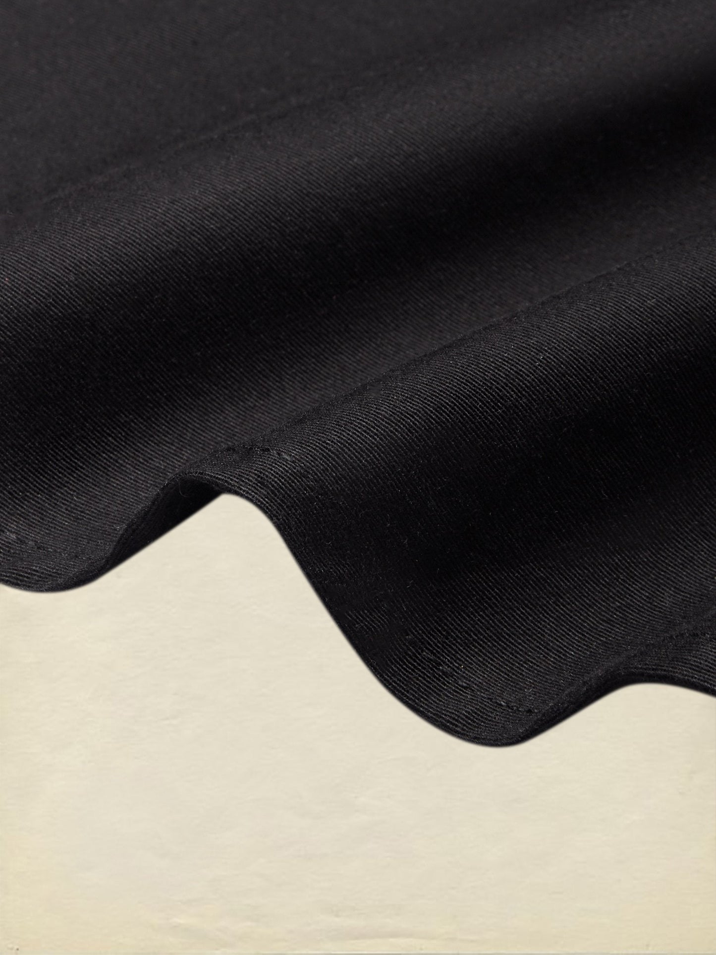 Midi Cotton Dress, Half Sleeve, Shawl Collar, Plain, Pocket Design, Vintage, Black