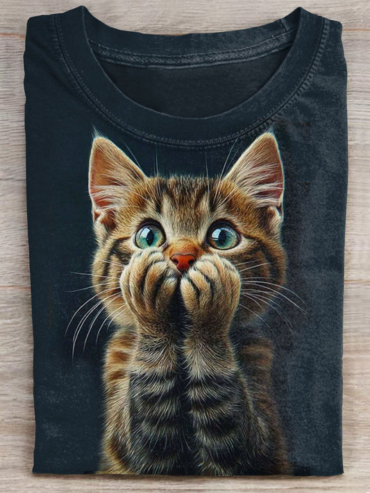 Can't Believe Funny Cat Art Print Casaul T-shirt