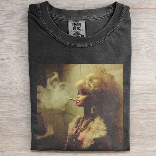 SMOKING, RETRO, DECADENT DOLL FACE TEE