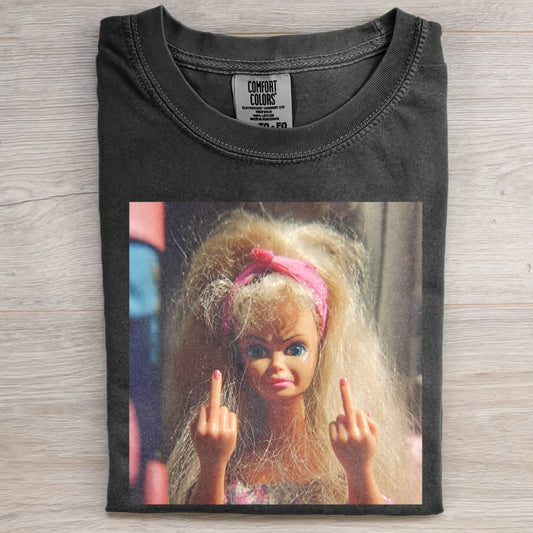 MIDDLE FINGER DISGUSTED DOLL GIRL FACE MEME TEE