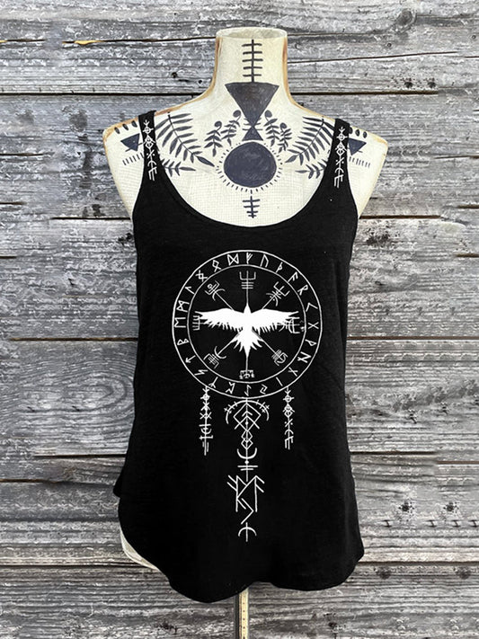 Tribal Bird And Ethnic Graphics Viking Retro Tank Top