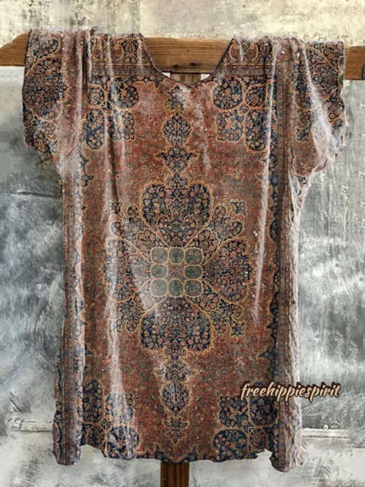 Women's Vintage Bohemian Graphic Print Casual Classic T-shirt