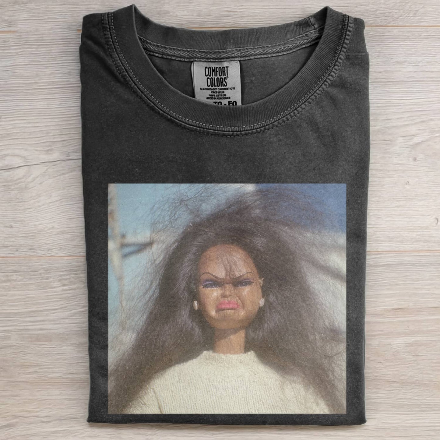 BLACK DOLL FACE MEME MOOD ICON TEE