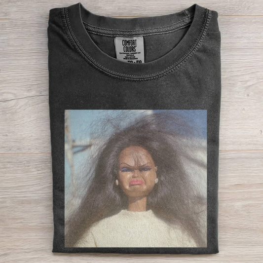BLACK DOLL FACE MEME MOOD ICON TEE